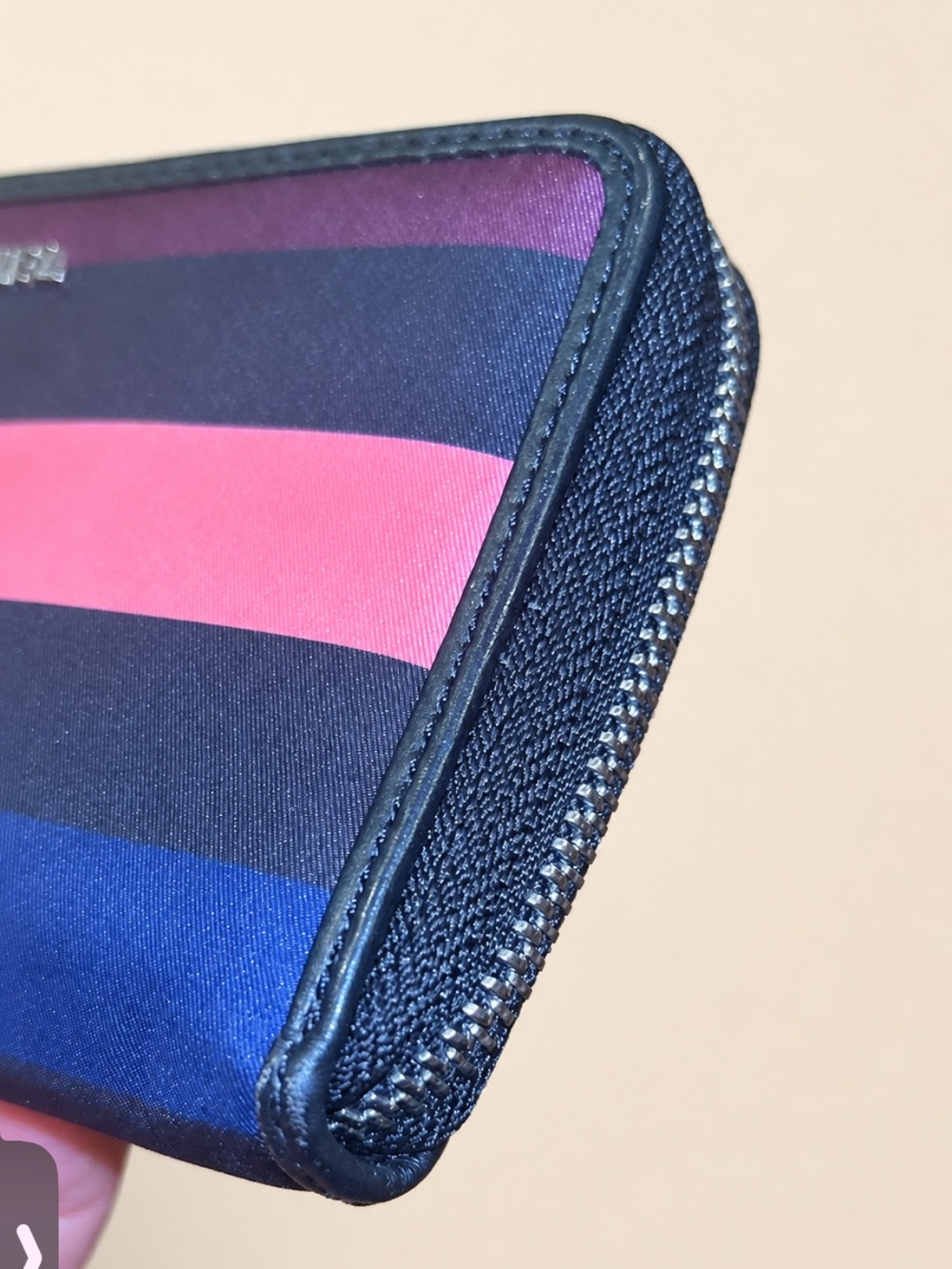 Sonia Rykiel Paris Striped Zip Wallet in Black, Pink, Navy and Neutrals - Picture 5 of 9